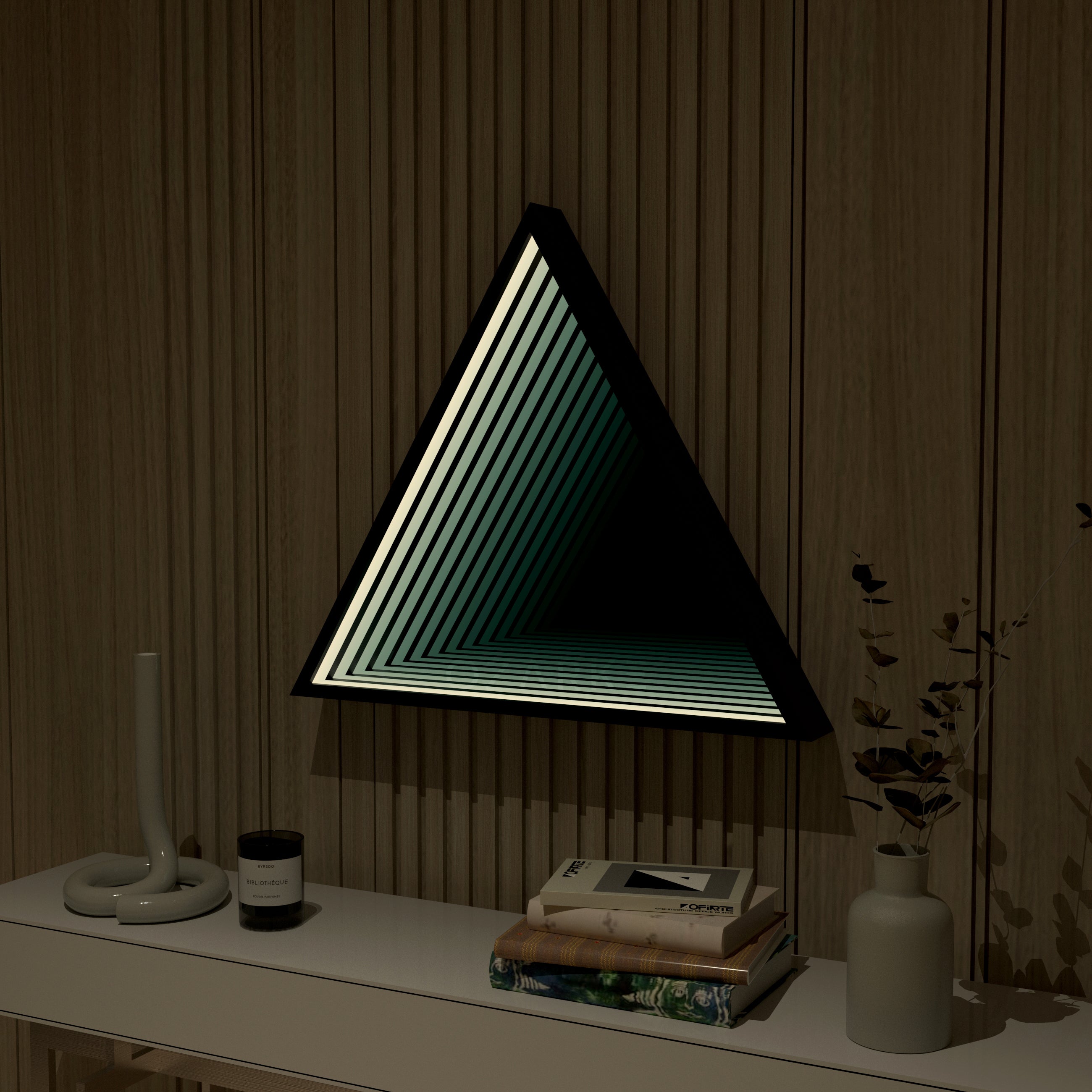 Triangle Infinity Mirror Wall Lamp | Wall Lamp | Led | glass/iron | 40W | 20V | Elegant Wall Illumination