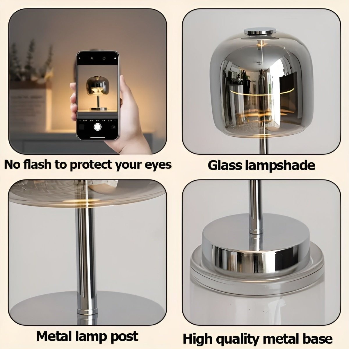 Elegant Table Lamp Plated | Table Lamp | LED | Glass/metal | Sleek Table Accent
