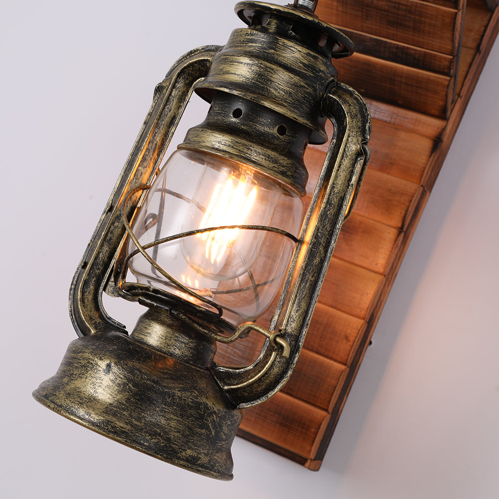 Austin Vintage Wall Lamp Laterne, | Wall Lamp | Led | metal/wood | 110V - 240V | Elegant Wall Illumination