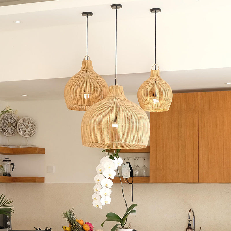 Boho Wicker Lampshades Handwoven Kitchen | Lighting | LED | 40W | 110V-120V | Premium Lighting Solution