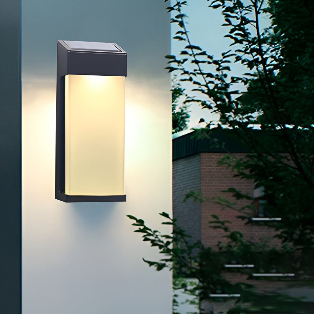 Rectangular Solar Waterproof Wall Lamps | Wall Lamp | Led | Warm White | aluminum/glass/plastic | 2V | Elegant Wall Illumination