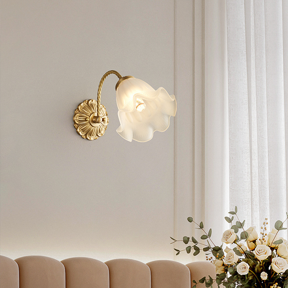 French Living Room Retro Glass | Wall Lamp | glass/iron | 110V - 120V | Elegant Wall Illumination