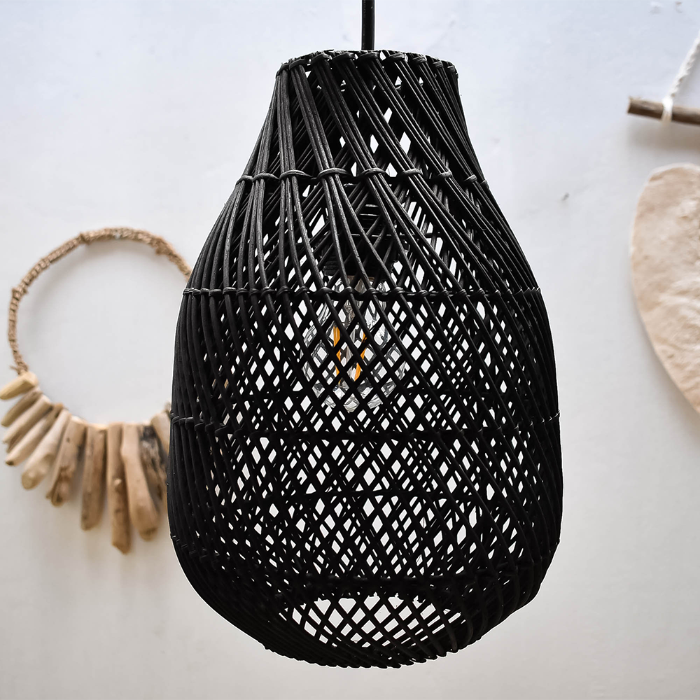 Classic Farmhouse Black Wicker Handwoven | Lighting | 60W | 110V-120V | Premium Lighting Solution