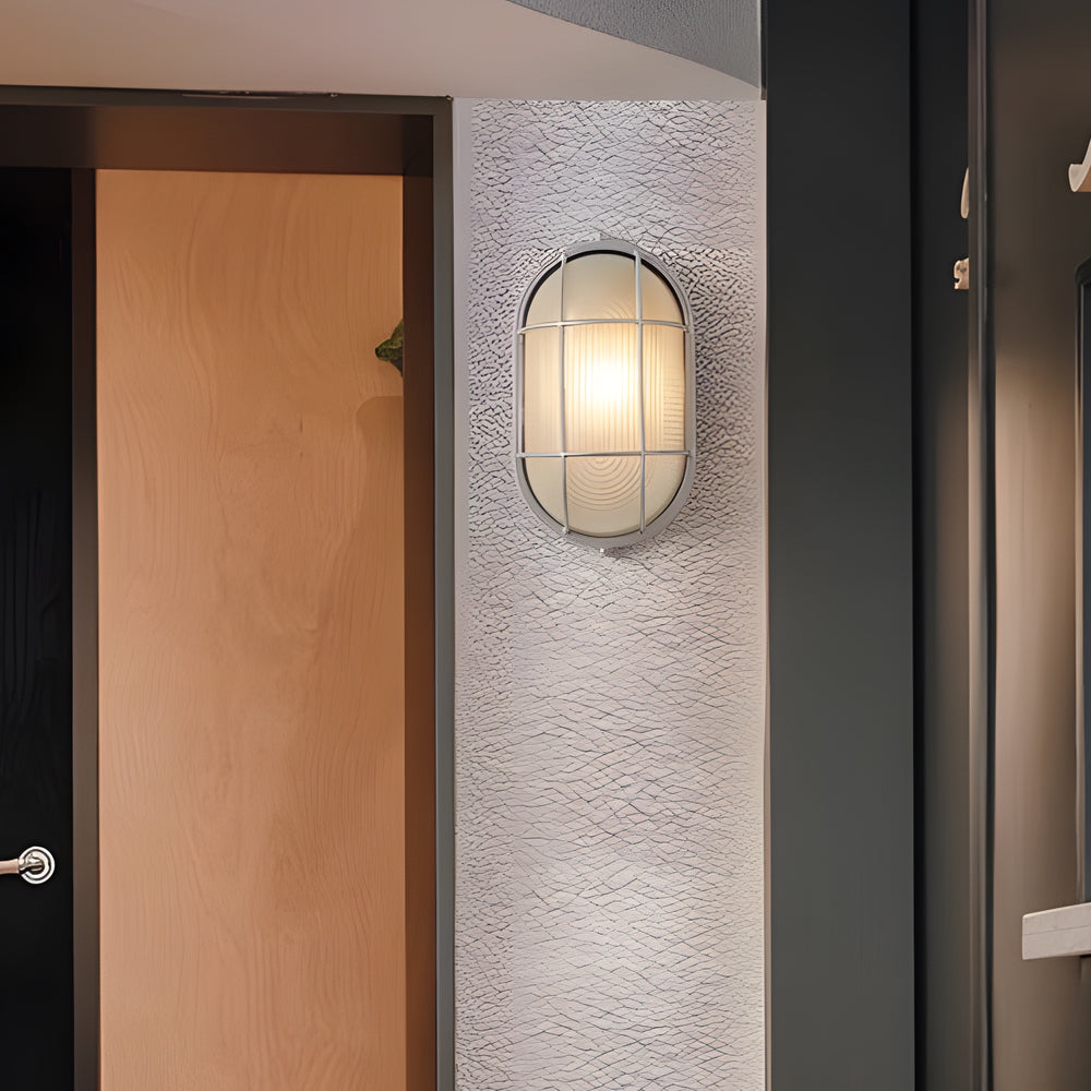 Light Retro Industrial Oval/Round Outdoor | Wall Lamp | Warm White | aluminum/glass | 110V | Elegant Wall Illumination