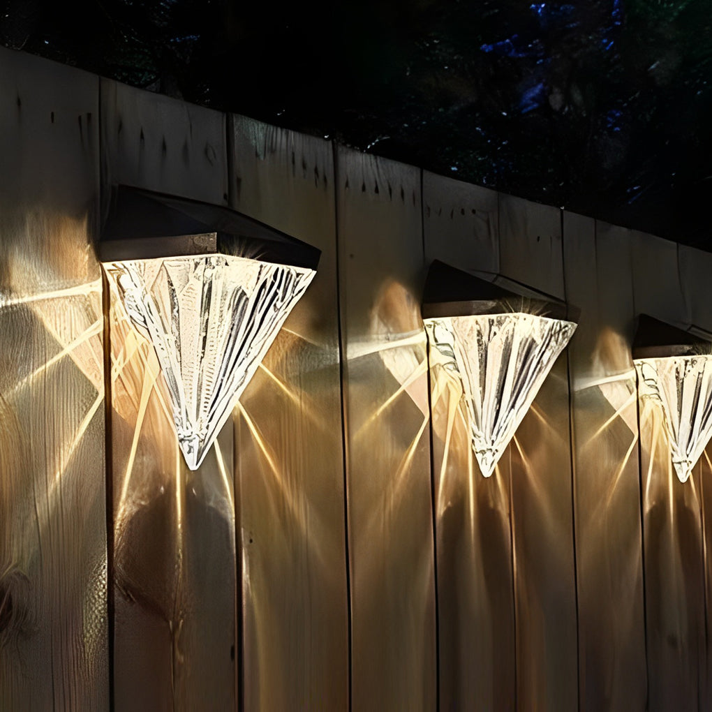 Pieces Geometric Waterproof Black Solar | Wall Lamp | Led | Warm White | Elegant Wall Illumination