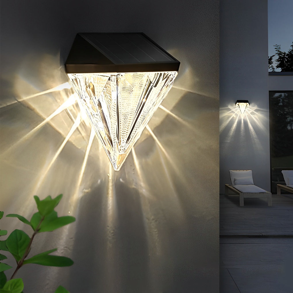 Pieces Geometric Waterproof Black Solar | Wall Lamp | Led | Warm White | Elegant Wall Illumination