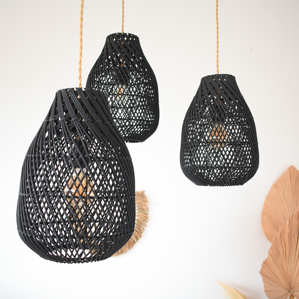 Classic Farmhouse Black Wicker Handwoven | Lighting | 60W | 110V-120V | Premium Lighting Solution