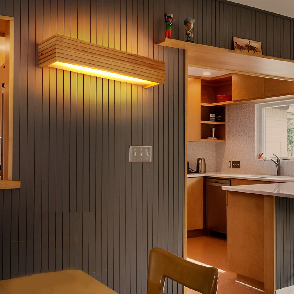 NordicLux Rectangular Waterproof Wall Lamp | Wall Lamp | Led | Warm White | wood | Elegant Wall Illumination