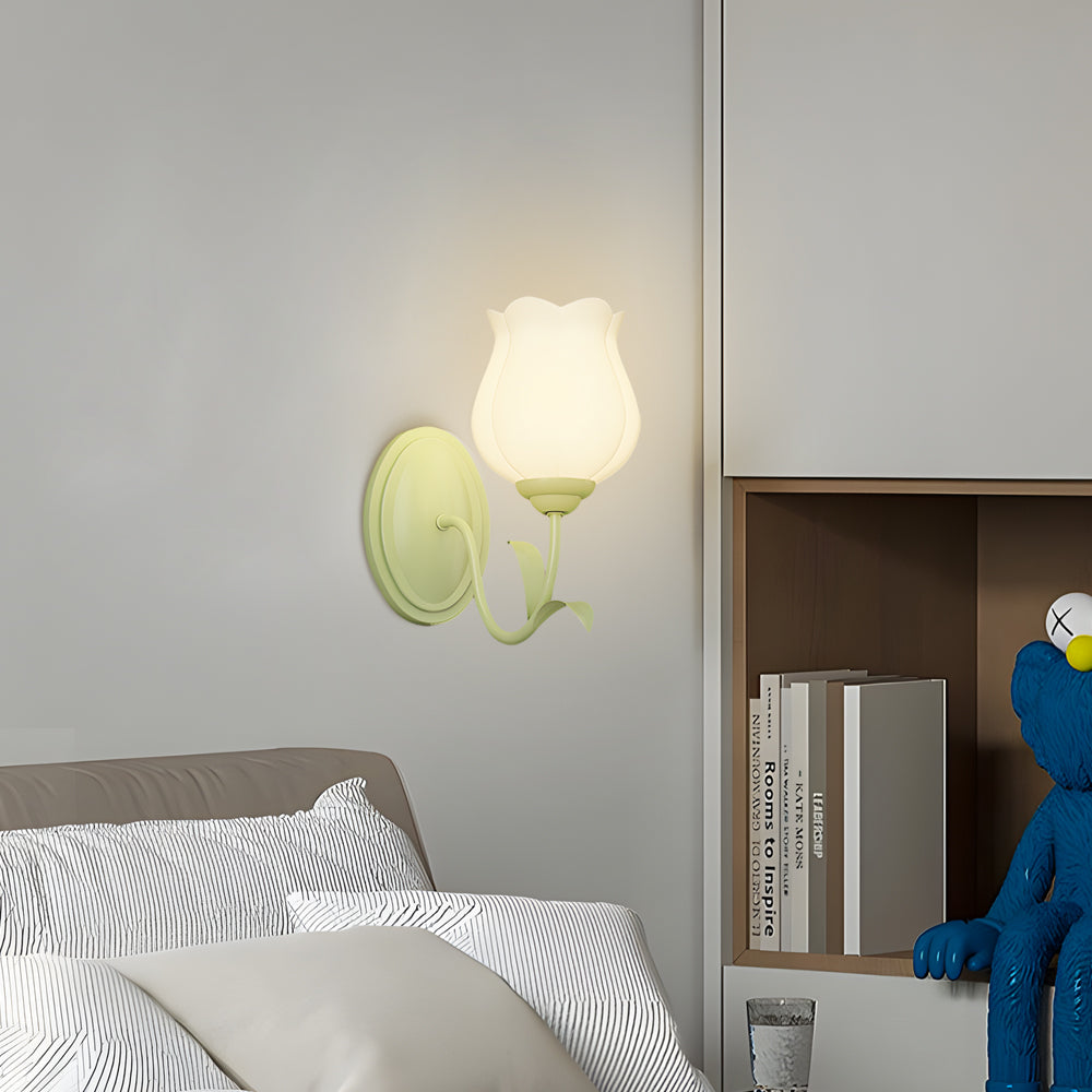 Light Floral Glass Three-Step Dimmable | Wall Lamp | glass/iron | 6W | 110V - 240V | Elegant Wall Illumination