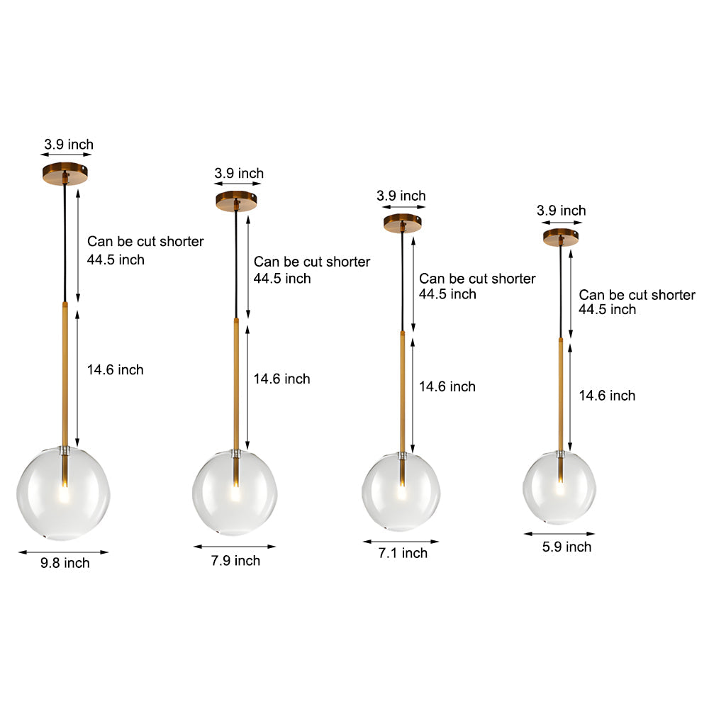 Clear Glass Ball Hanging Lamp | Lighting | LED | Warm White | bronze/glass/metal | 4W | 110V | Premium Lighting Solution