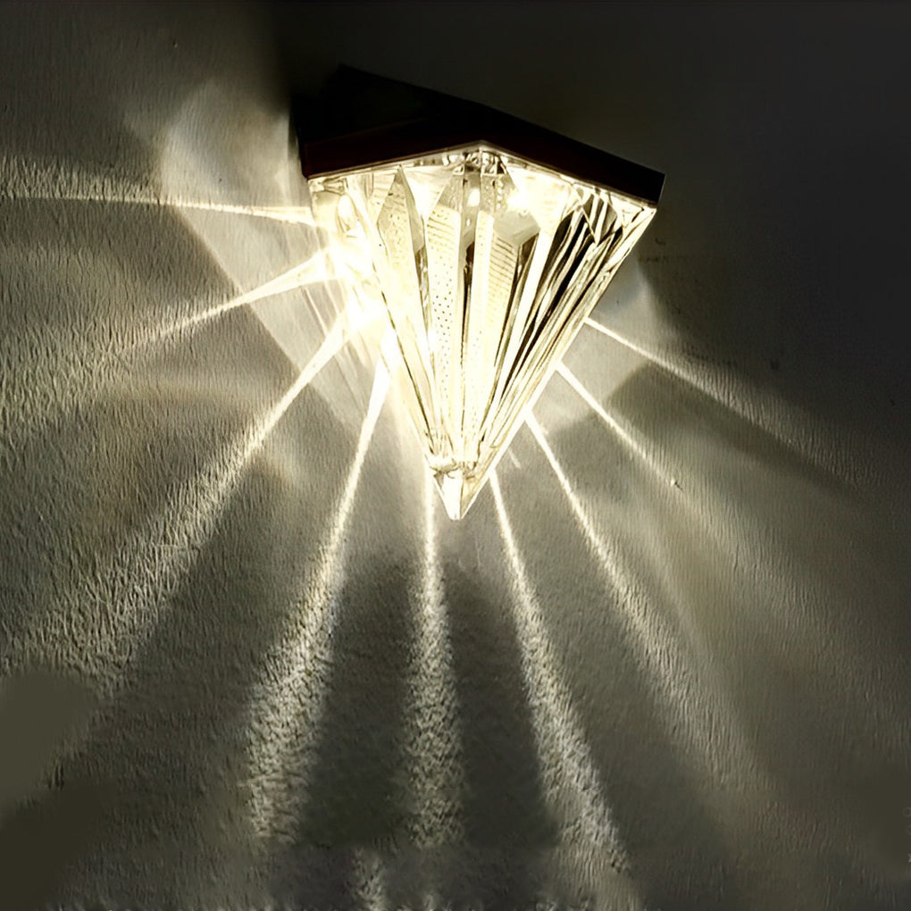 Pieces Geometric Waterproof Black Solar | Wall Lamp | Led | Warm White | Elegant Wall Illumination