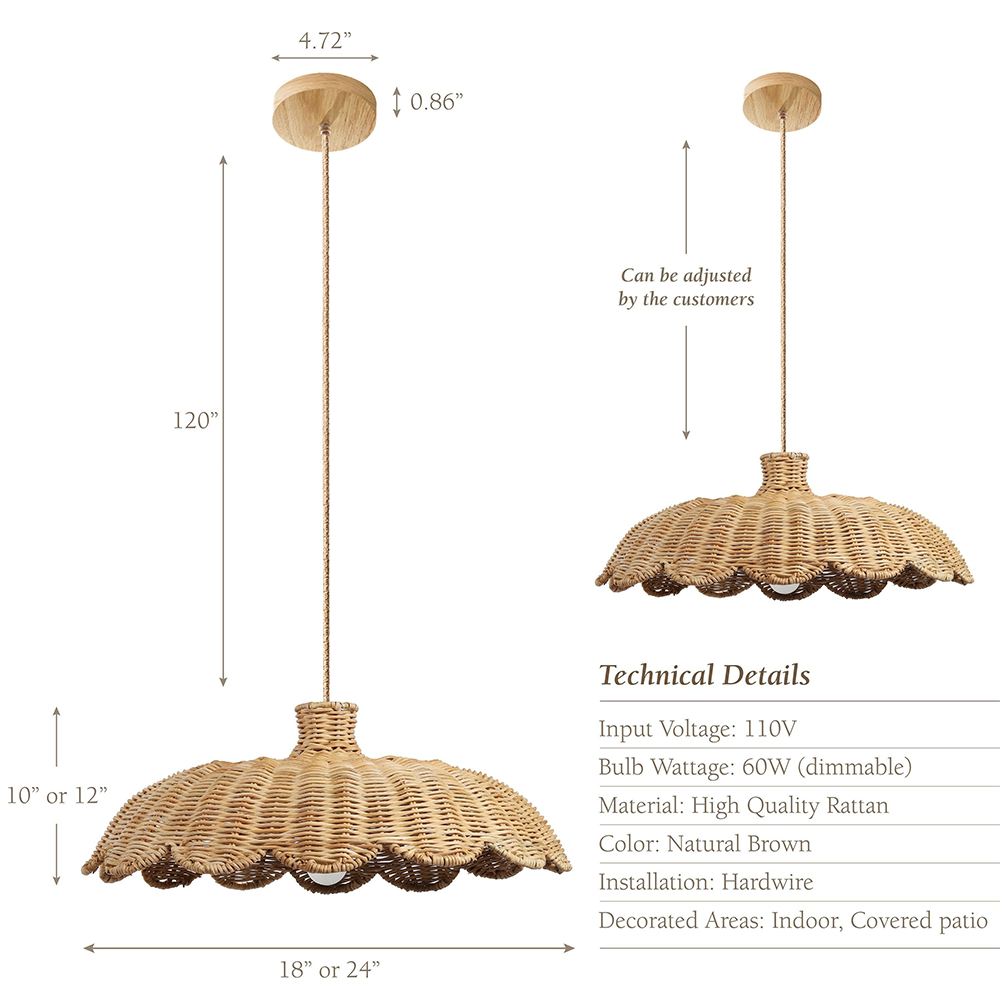 Boho Creative Decor Rattan Woven | Lighting | wood | 60W | 110V-120V | Premium Lighting Solution