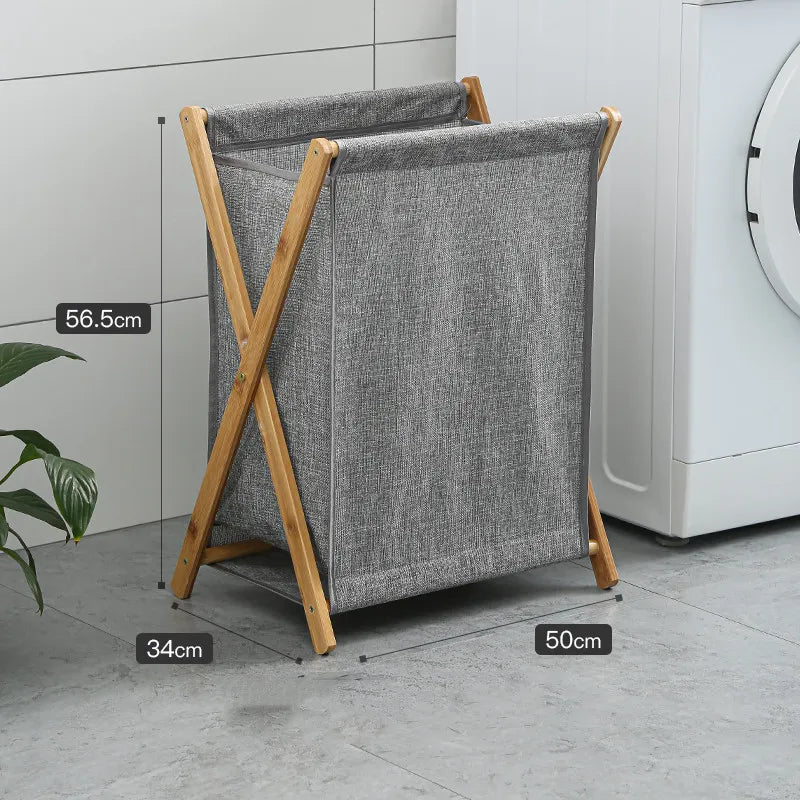 TidyLoom Opvouwbare wasmand van hout linnen | Furniture | wood/linen | Premium Home Furniture