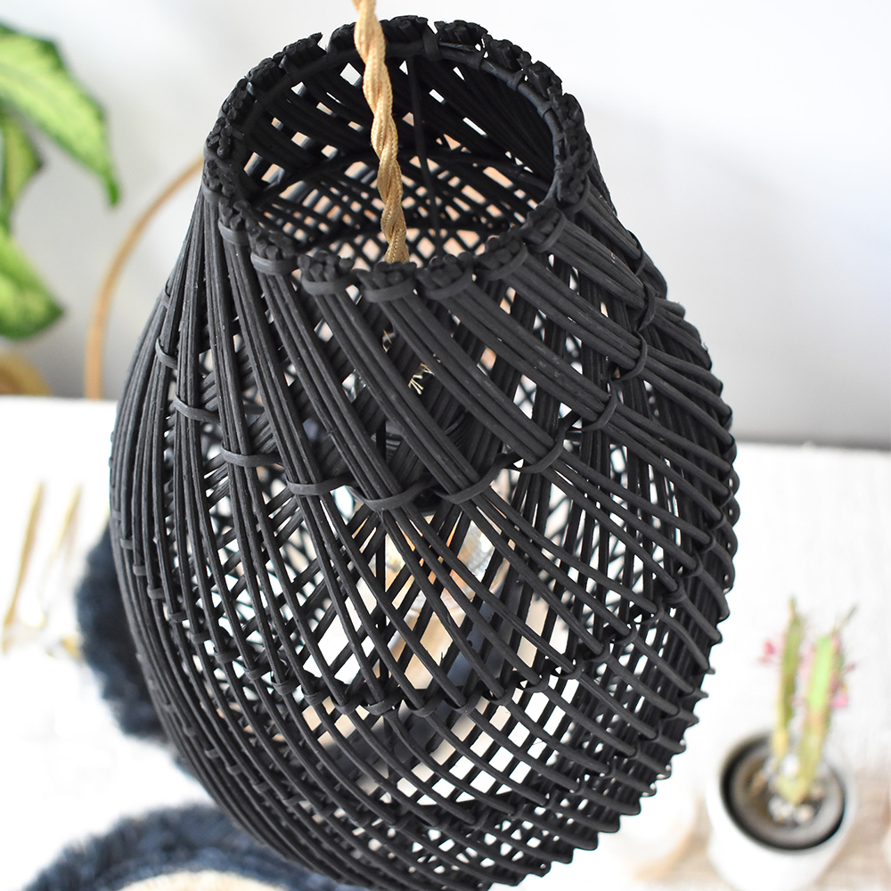 Classic Farmhouse Black Wicker Handwoven | Lighting | 60W | 110V-120V | Premium Lighting Solution