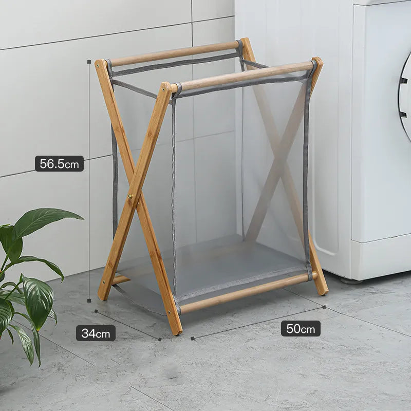 TidyLoom Opvouwbare wasmand van hout linnen | Furniture | wood/linen | Premium Home Furniture