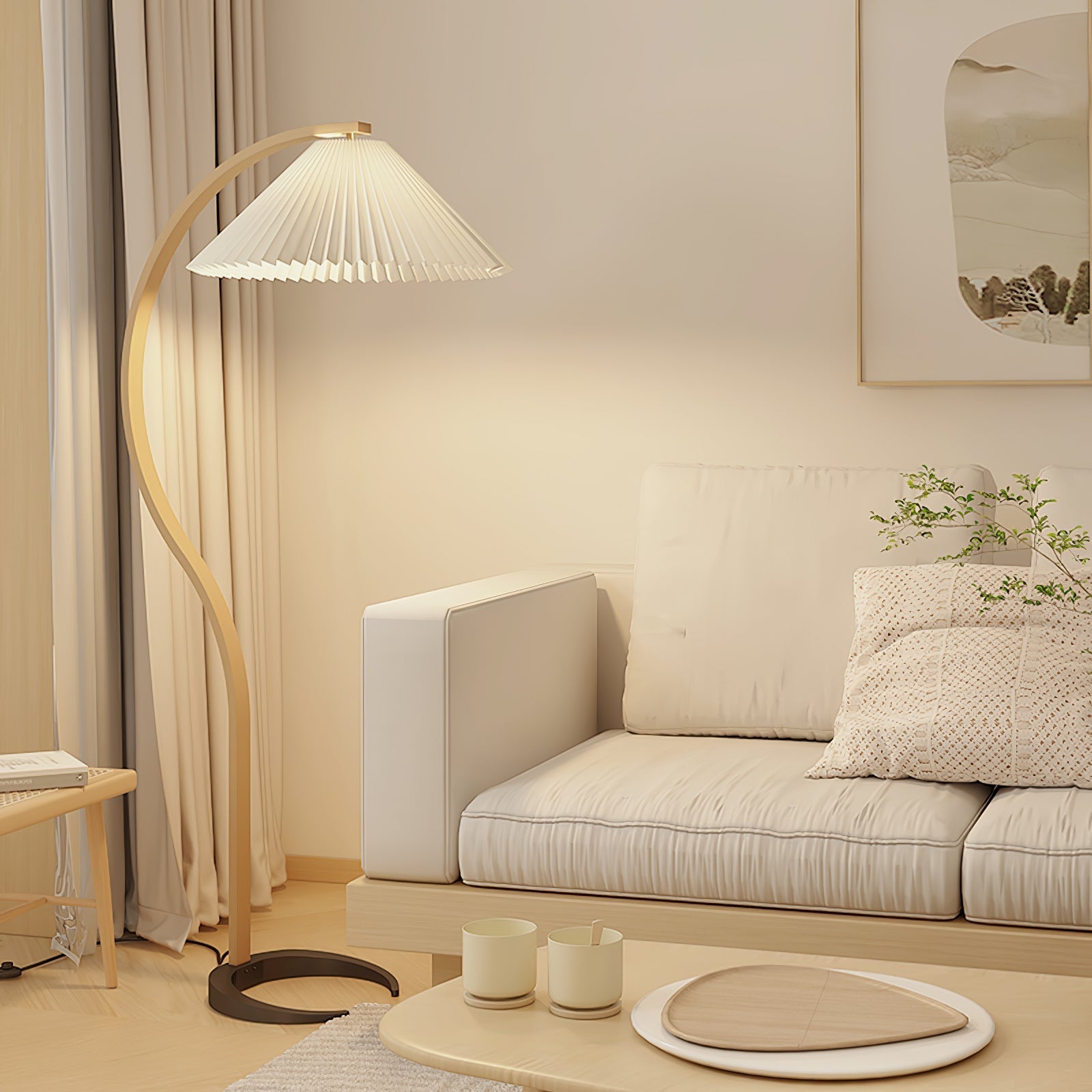 Caprani floor lamp | Floor Lamp | LED | linen/metal/wood | 240v | Stylish Floor Lighting