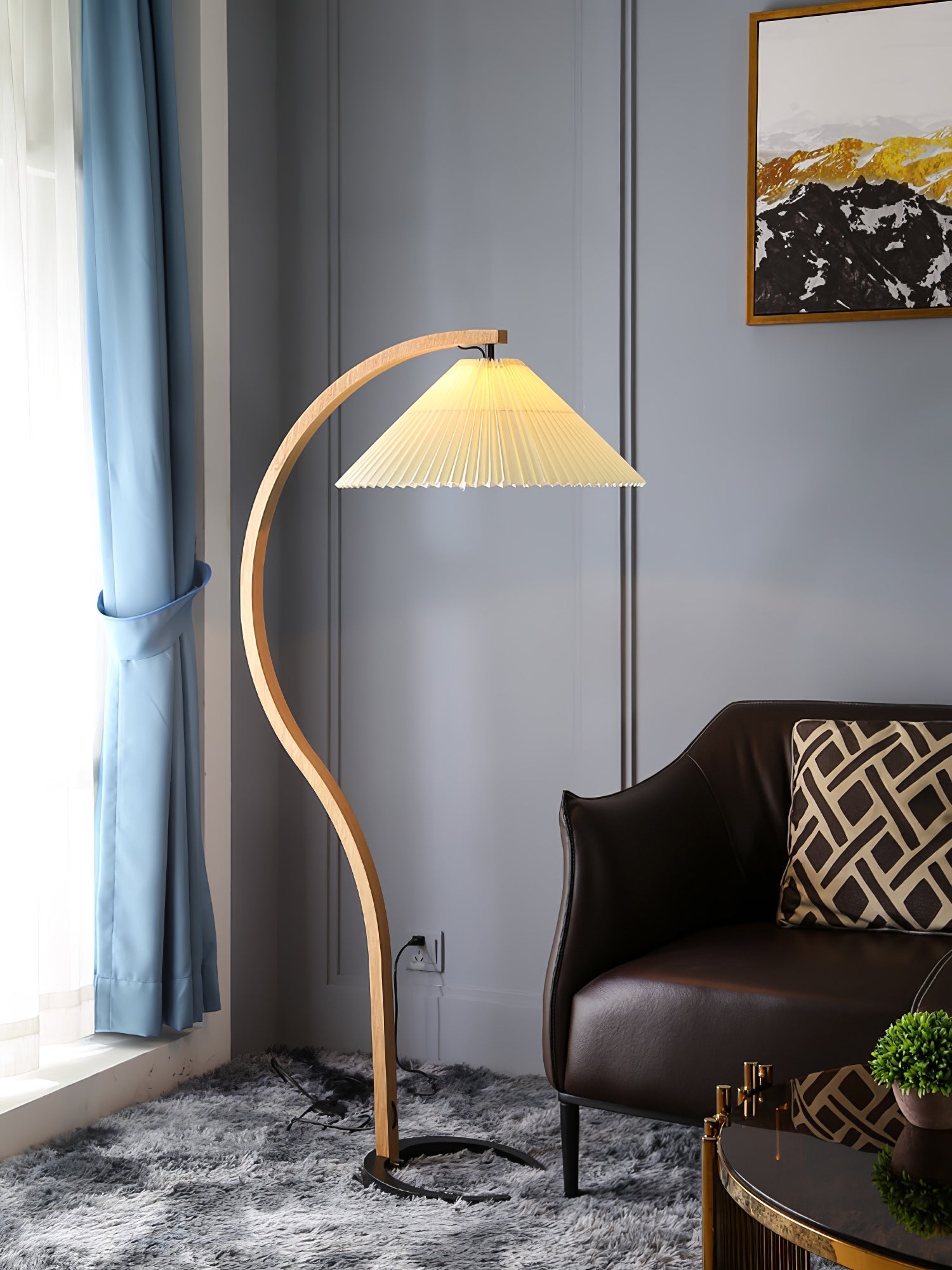 Caprani floor lamp | Floor Lamp | LED | linen/metal/wood | 240v | Stylish Floor Lighting