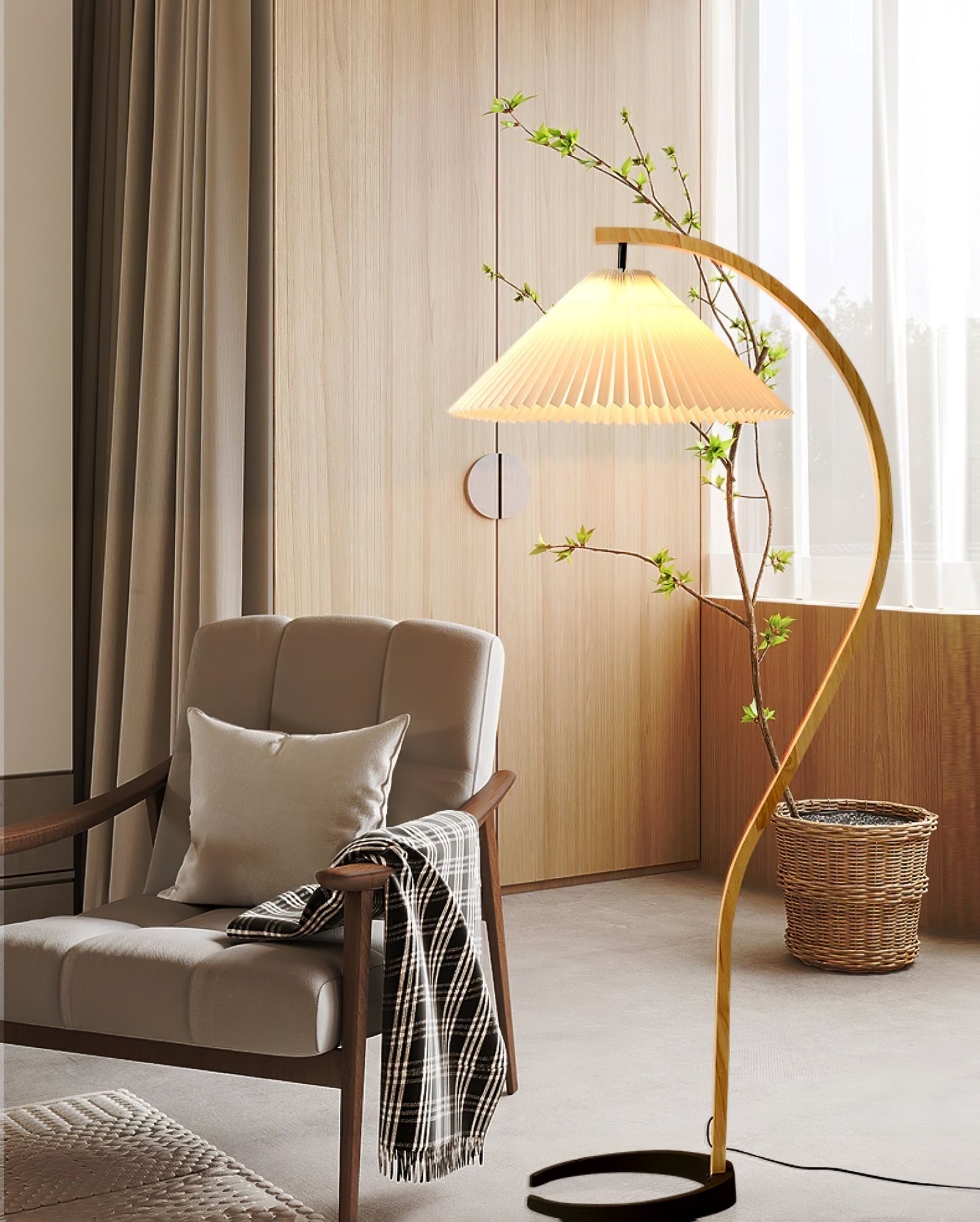 Caprani floor lamp | Floor Lamp | LED | linen/metal/wood | 240v | Stylish Floor Lighting