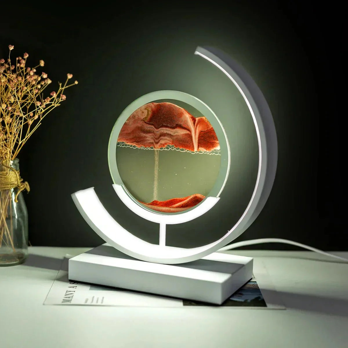 TimeLume Hourglass Table Lamp Unique | Table Lamp | LED | Plastic | Sleek Table Accent