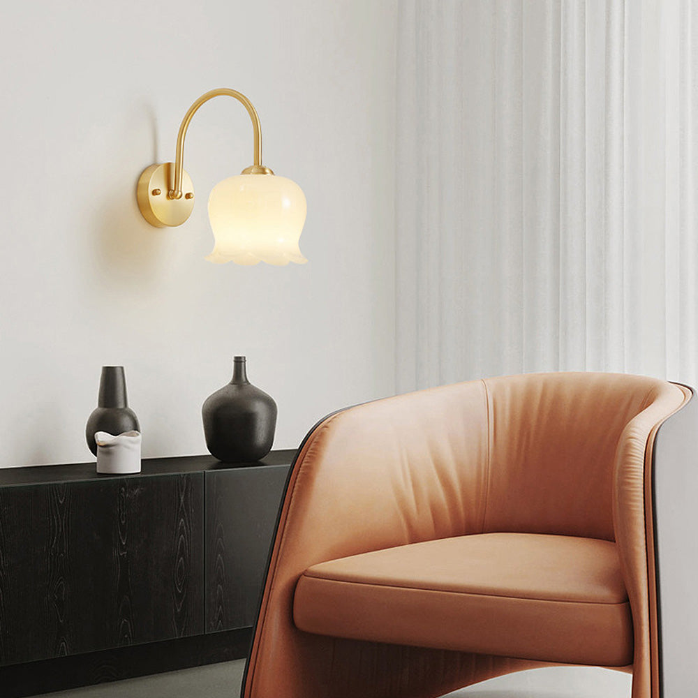 French Flower Shade Glass Wall | Wall Lamp | glass/iron | 110V - 120V | Elegant Wall Illumination