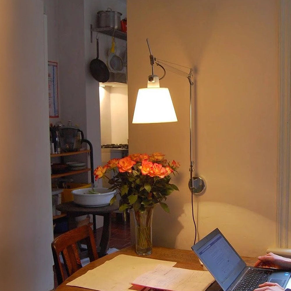 Modern Rotatable Silver Wall Lamp | Wall Lamp | Iron/Fabric | 110V-120V | Elegant Wall Illumination