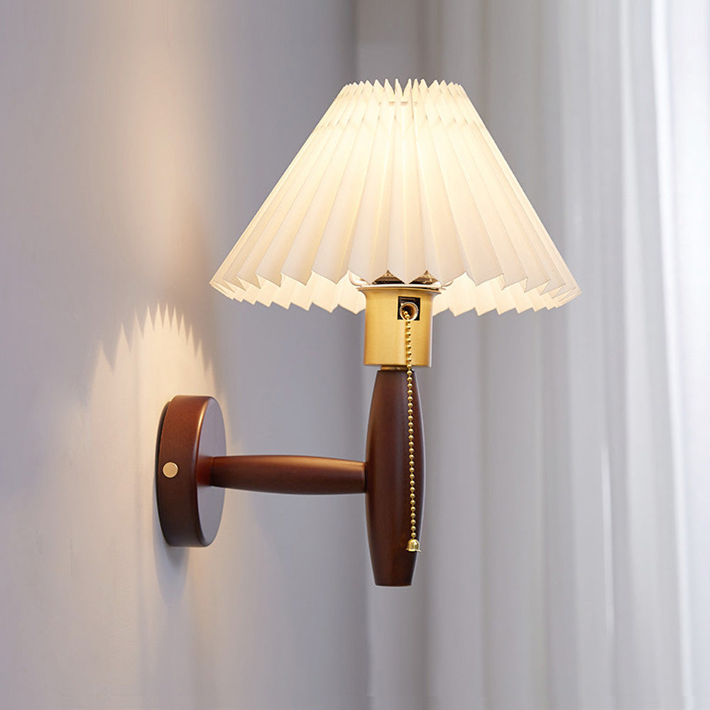 Classic Walnut Folding Shade Wall | Wall Lamp | wood | 110V - 120V | Elegant Wall Illumination