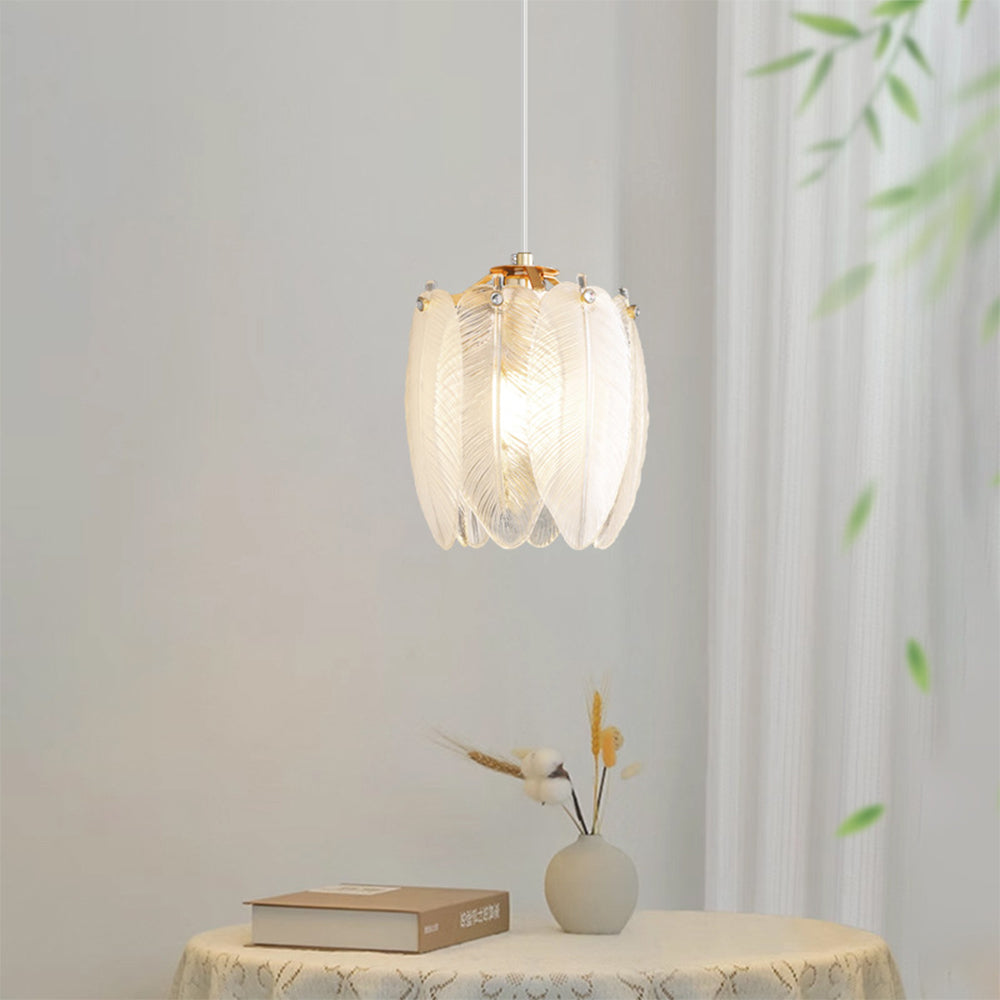 French Style Feather Glass Pendant | Lighting | LED | glass | 110V-120V | Premium Lighting Solution