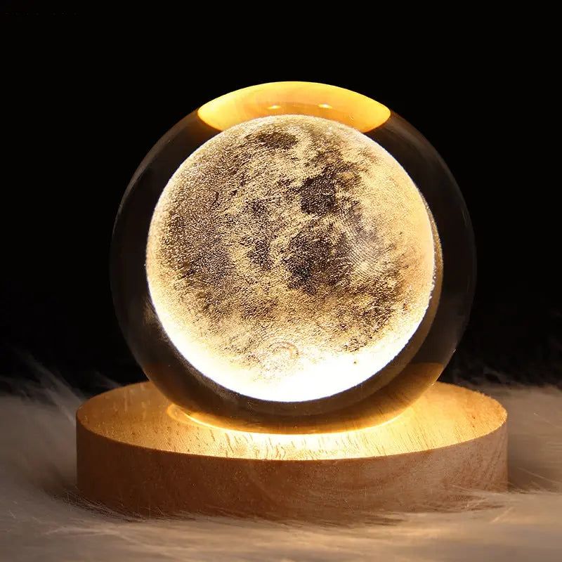 Galaxy Glow Crystal Lamp Table | Table Lamp | Crystal/Wood | Sleek Table Accent