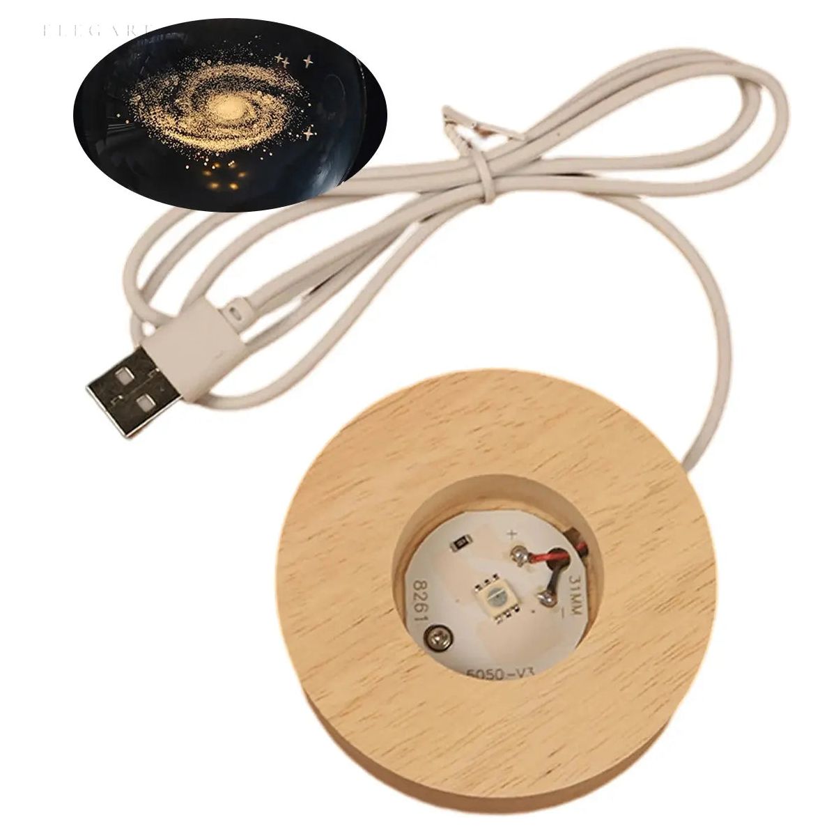 Galaxy Glow Crystal Lamp Table | Table Lamp | Crystal/Wood | Sleek Table Accent