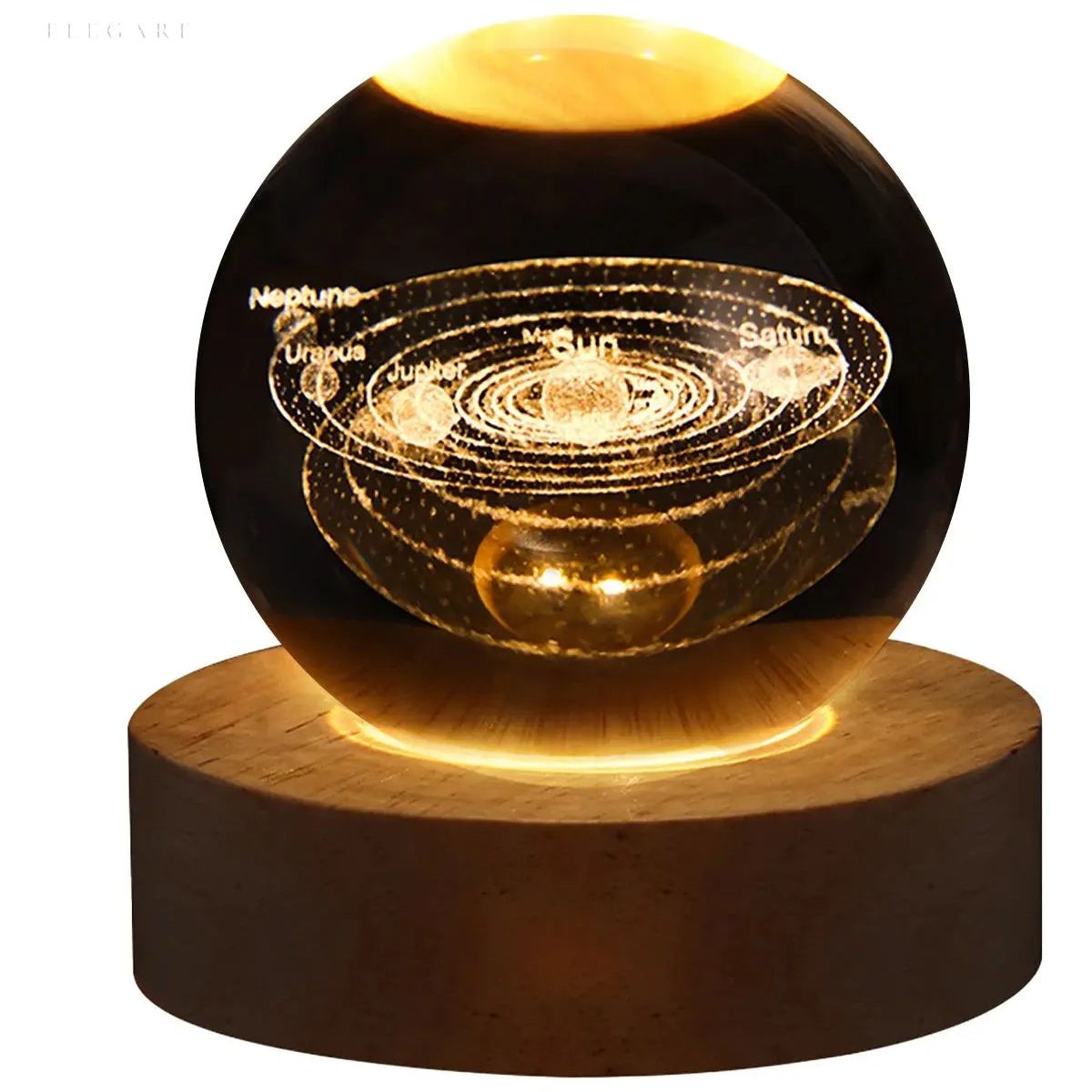 Galaxy Glow Crystal Lamp Table | Table Lamp | Crystal/Wood | Sleek Table Accent