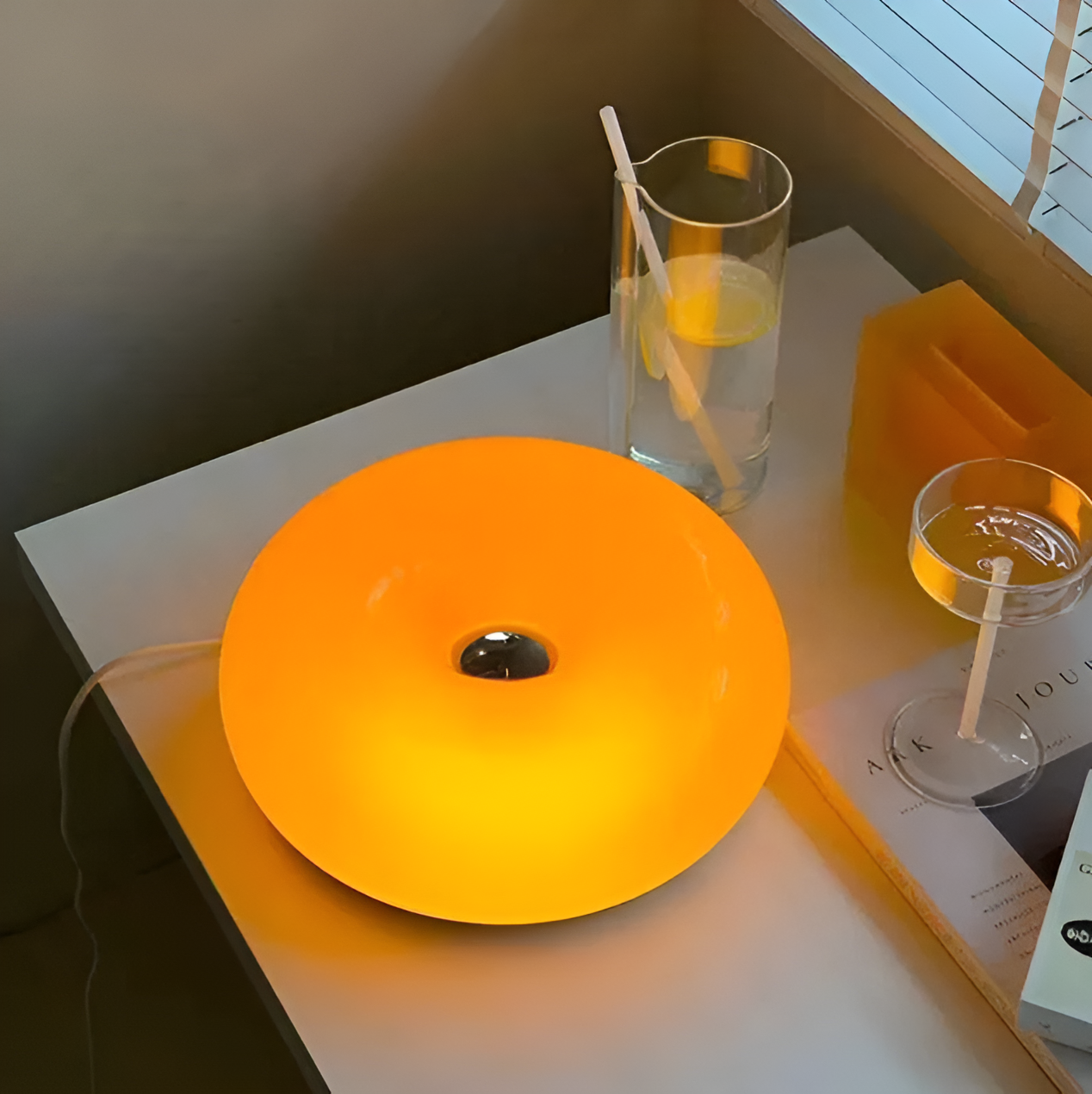 Orange Donut Lamp Stylish Wall | Table Lamp | glass/metal | 90V - 260V | Sleek Table Accent