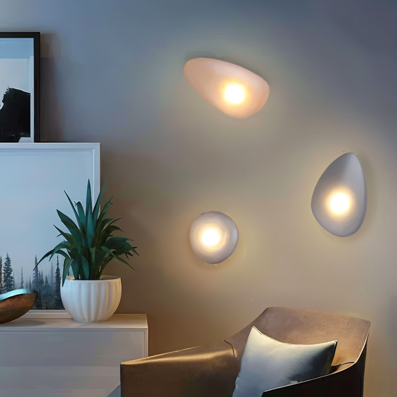 PebbleHue Wall Lamp Glass Wall | Wall Lamp | Led | glass/metal | 5W | 85V - 260V - 90V - 260V | Elegant Wall Illumination