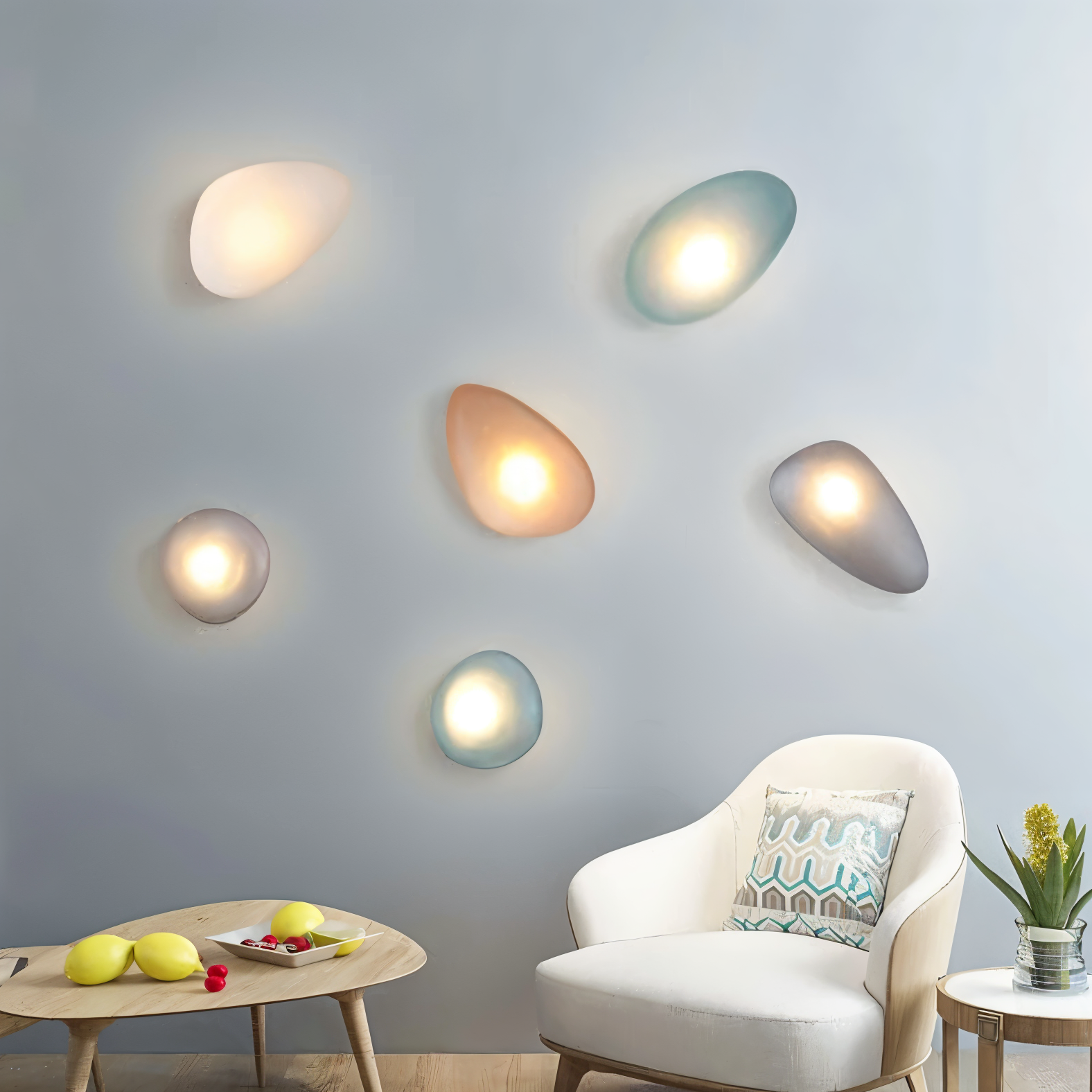 PebbleHue Wall Lamp Glass Wall | Wall Lamp | Led | glass/metal | 5W | 85V - 260V - 90V - 260V | Elegant Wall Illumination