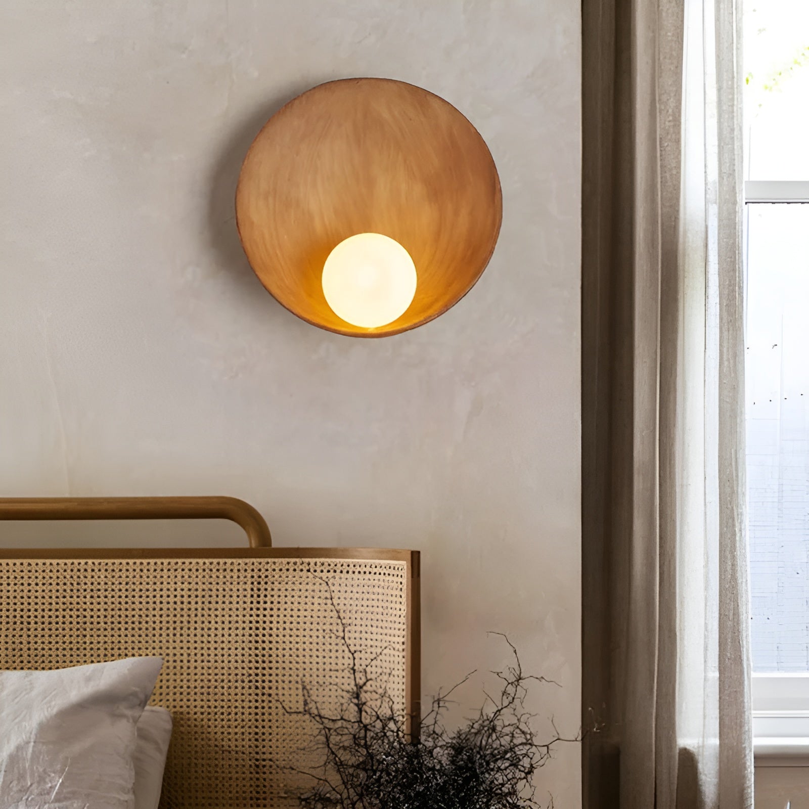 White Pearl Lamp White Wall | Wall Lamp | glass/iron/wood | 20V | Elegant Wall Illumination