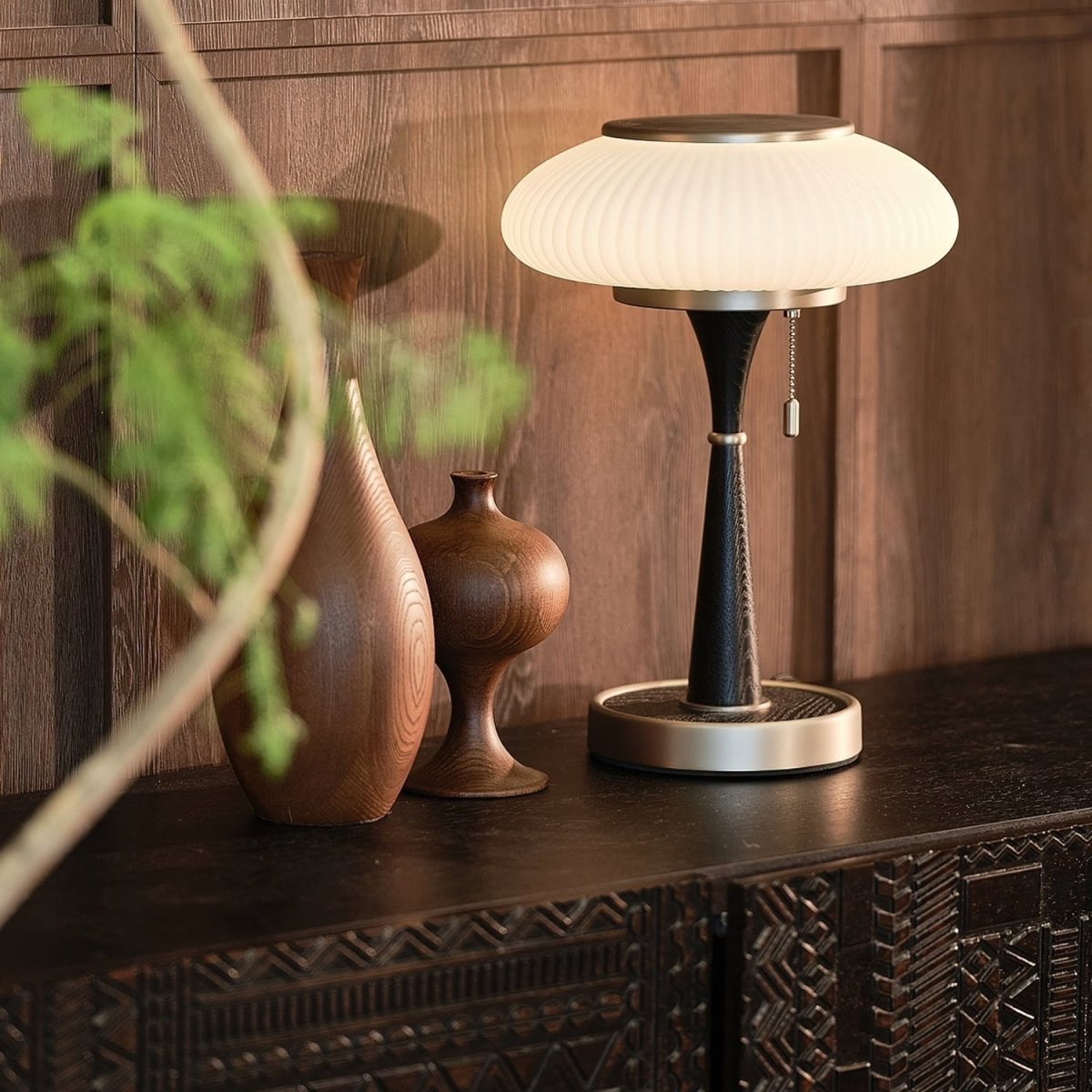 Lumique Matsushroom Table Lamp Modern | Table Lamp | LED | glass/wood/metal | Sleek Table Accent