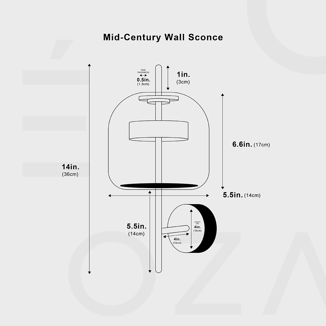 Mid-Century Wall Lamp | Wall Lamp | Led | Warm White | aluminum/glass/metal | 6W | 100V - 240V | Elegant Wall Illumination