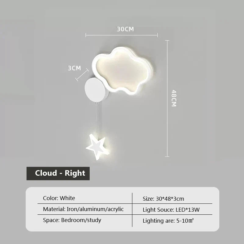 LumiDroom Clouds Star Moon Wall | Wall Lamp | Led | plastic | Elegant Wall Illumination