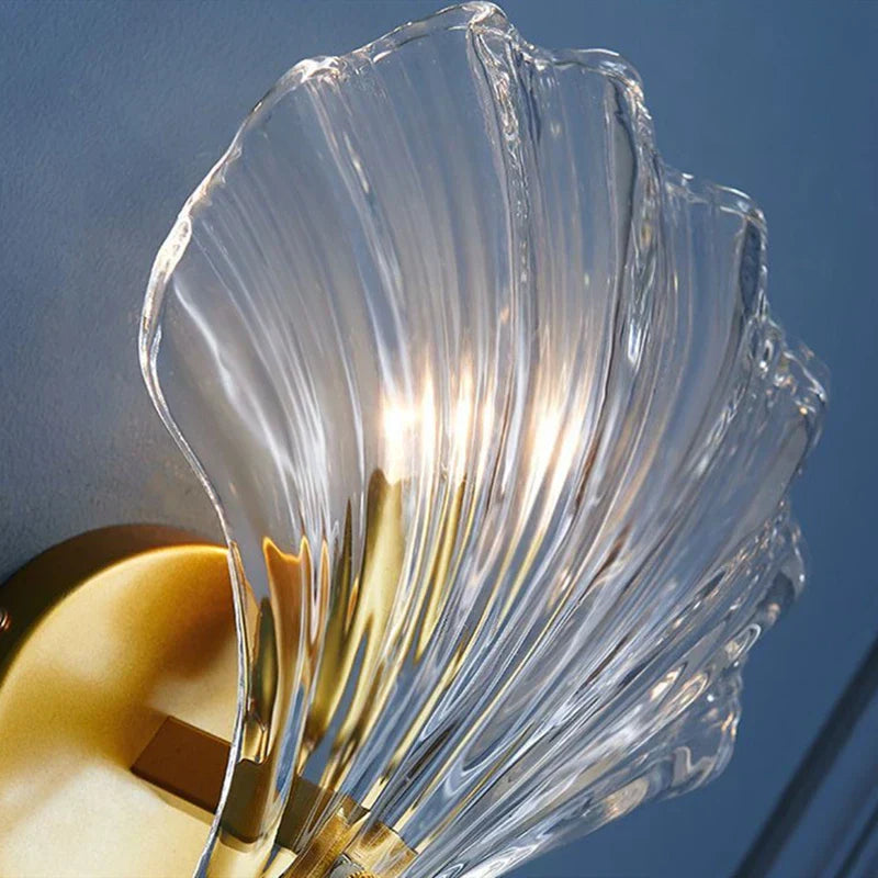 OceanWave Shell-shaped Glass Wall Lamp | Wall Lamp | Led | Warm White | glass | 10W | 220V | Elegant Wall Illumination