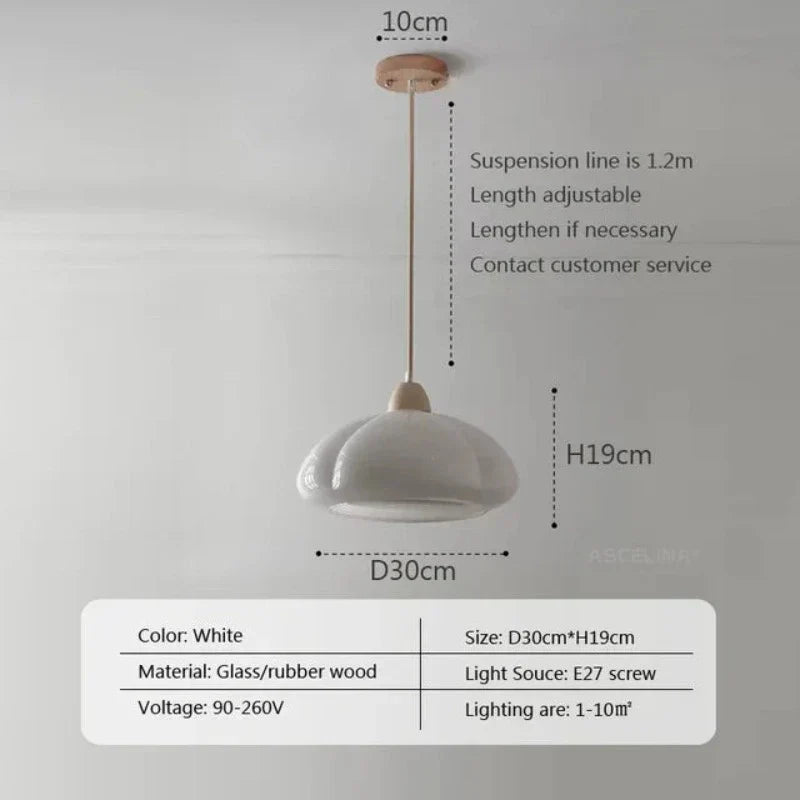 GothicElegance Cream-colored Hanging Lamp | Lighting | LED | glass/wood | Premium Lighting Solution