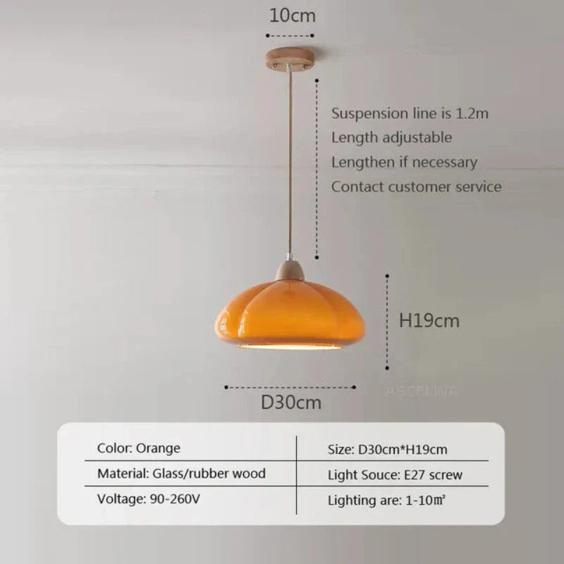 GothicElegance Cream-colored Hanging Lamp | Lighting | LED | glass/wood | Premium Lighting Solution