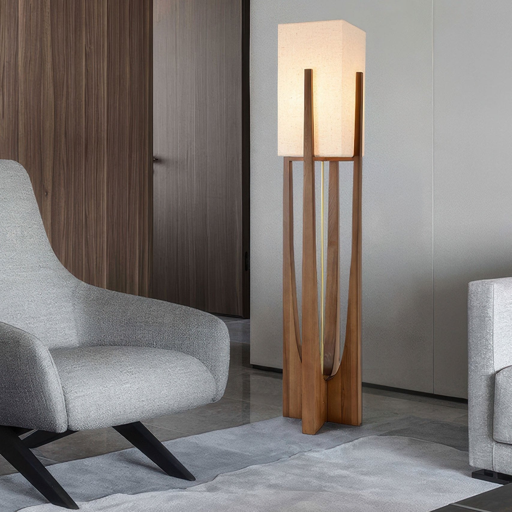 Japanese style walnut floor lamp | Floor Lamp | LED | cotton | 20w | 260v | Stylish Floor Lighting