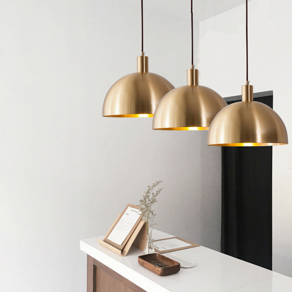 Mid-Century Modern Brass Dome Pendant | Lighting | brass | 40W | Premium Lighting Solution