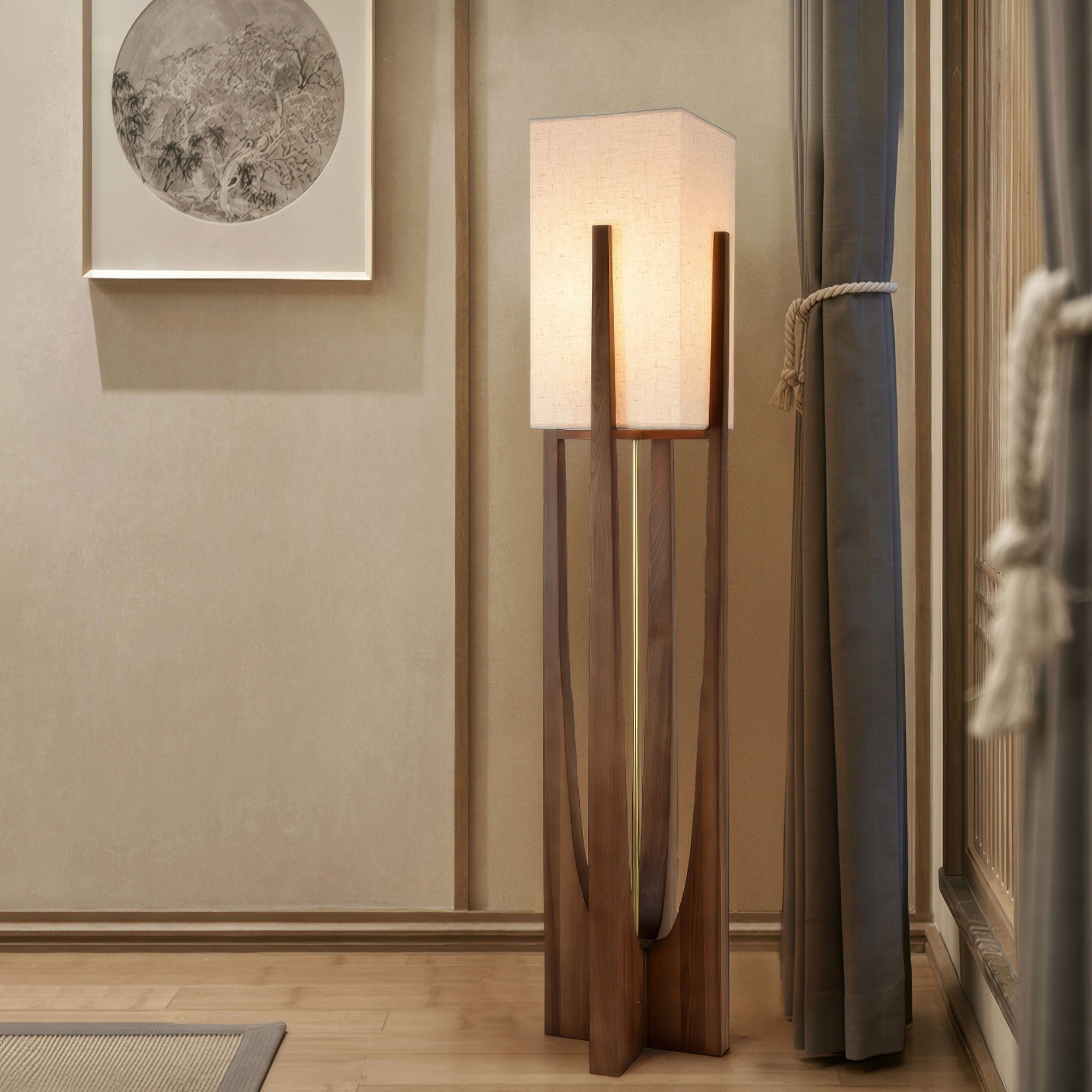 Japanese style walnut floor lamp | Floor Lamp | LED | cotton | 20w | 260v | Stylish Floor Lighting