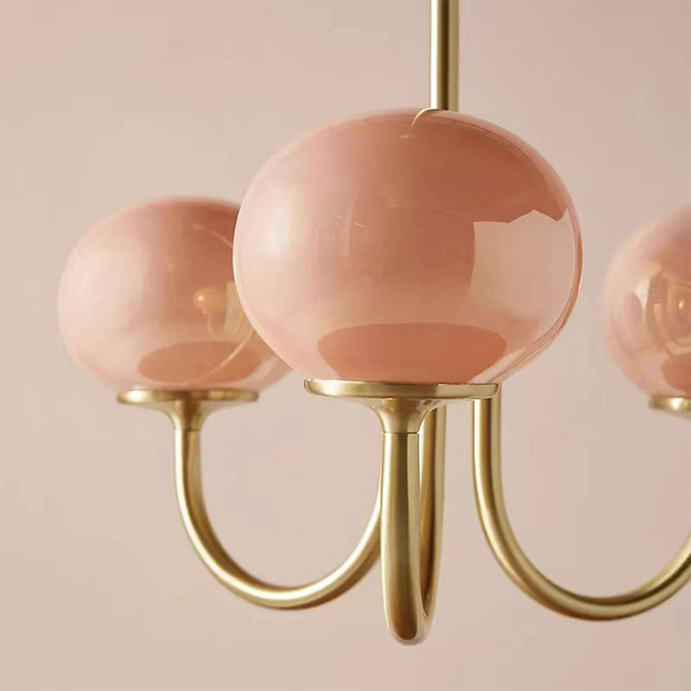 Bubble Pink Glass Marshmallow Chandelier | Ceiling Light | glass/metal | 110V-120V | Modern Ceiling Lighting