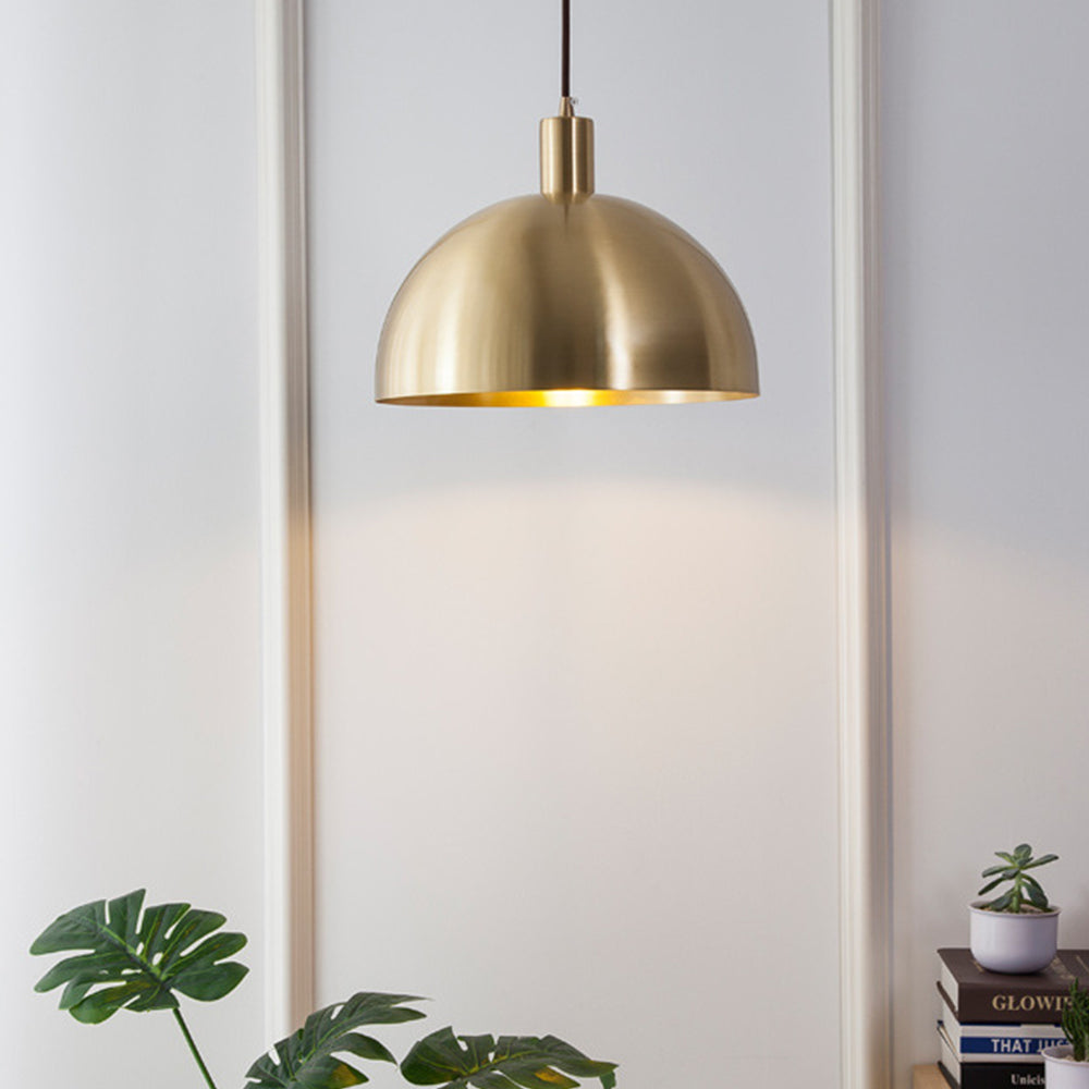 Mid-Century Modern Brass Dome Pendant | Lighting | brass | 40W | Premium Lighting Solution