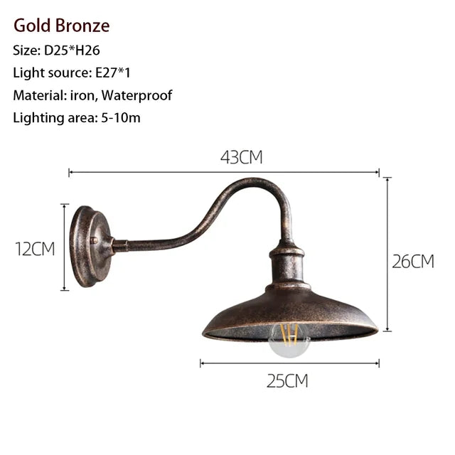 Luminoir Classic Water-resistant Vintage Wall | Wall Lamp | metal | 9W | 90-260V | Elegant Wall Illumination