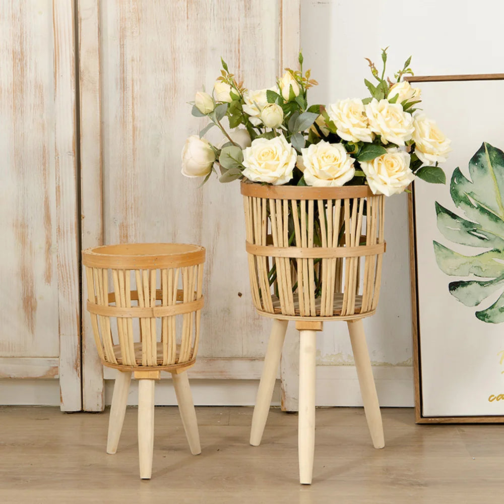 Willow Woven Plant Rack Flower Frame | Decorative Tray | straw | Elegant Home Decor