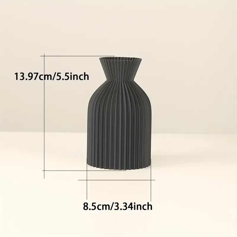 Dark Ribbed Vase Modern Tall Textured | Vase | plastic | Elegant Home Decor