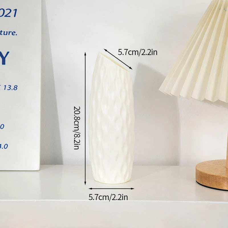 Slim White Textured Vase Textured Tall | Vase | plastic | Elegant Home Decor