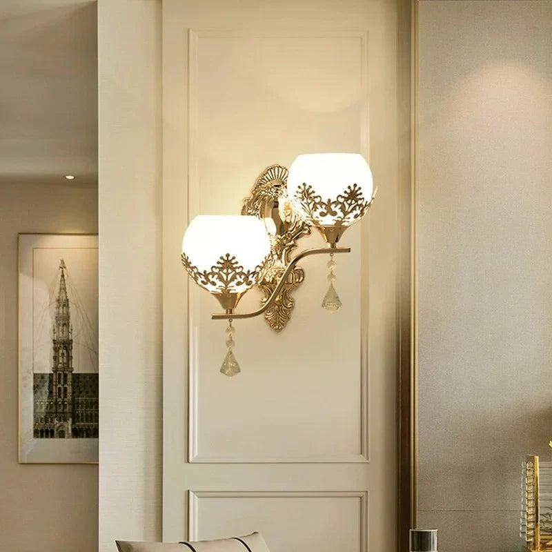 CrystalLuxe Wall Lamp Gold Bedroom | Wall Lamp | Led | aluminum | 110V - 240V | Elegant Wall Illumination